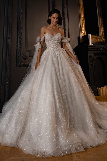 Luxury Rhinestones Pearls Long Sleeve Mermaid Wedding Gown Overskirt