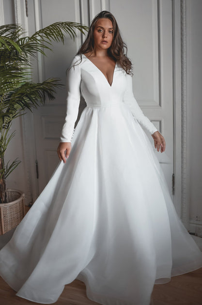 Romantic Wedding Dress,simple Wedding Dress,a-line Wedding Dress,minimalist  Bridal Gown,elegant Style Bridal Dress,puffy Sleeves Bridal Gown -   Canada