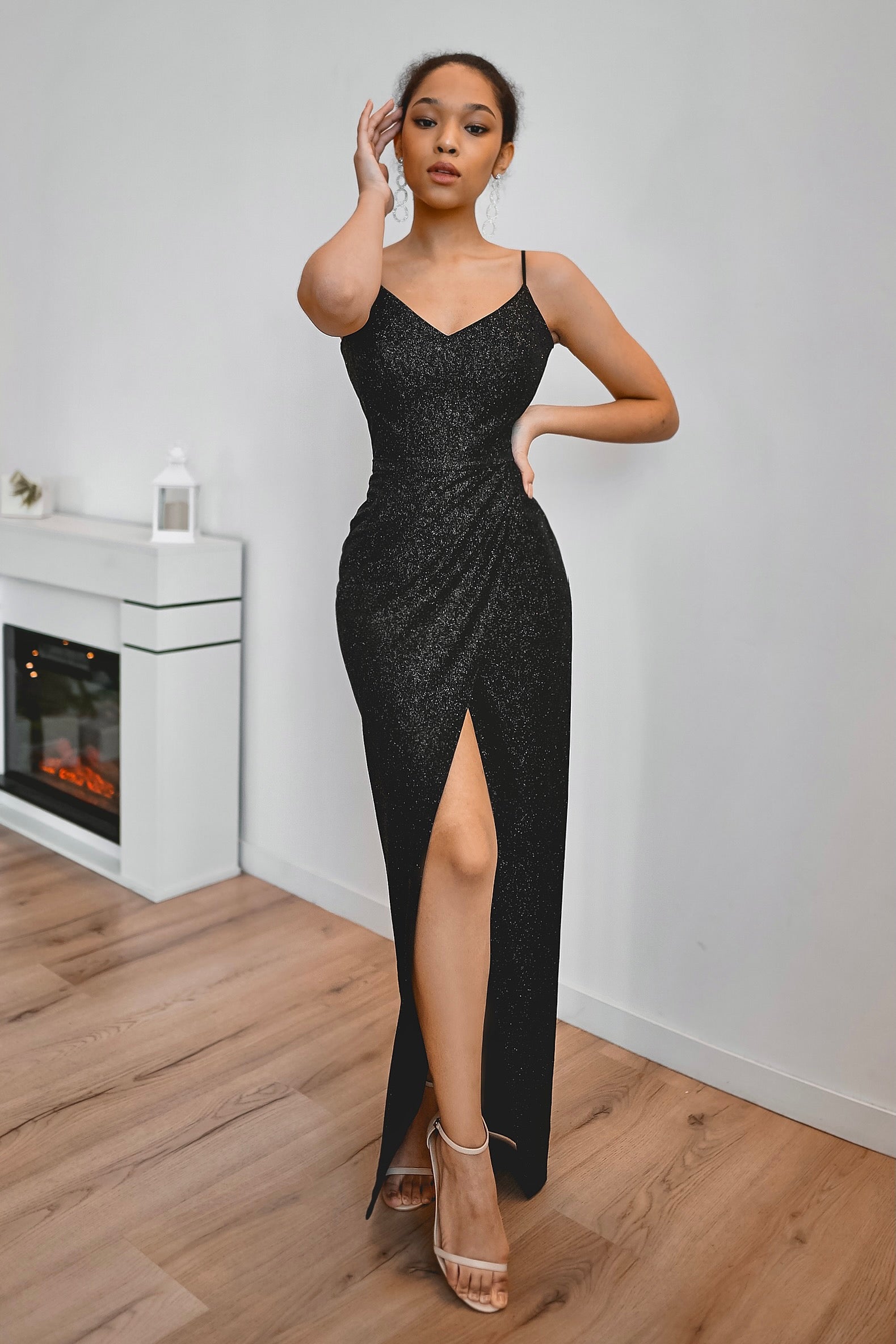 Black fashion glitter formal dress