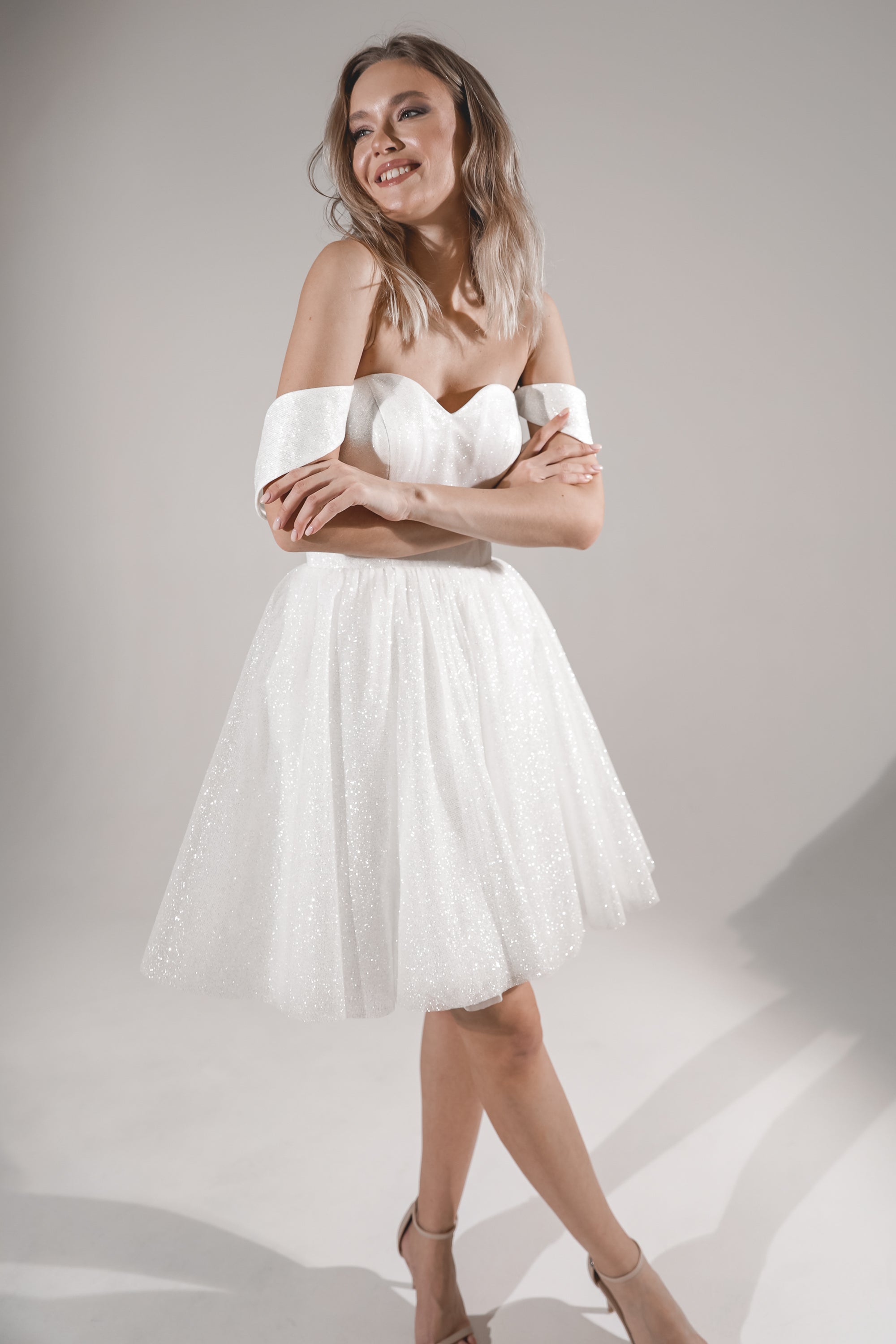 Plus Size Short Sparkly Wedding Dress Milana – Olivia Bottega