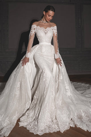 simple wedding dresses for bride detachable skirt white elegant cheap –  inspirationalbridal