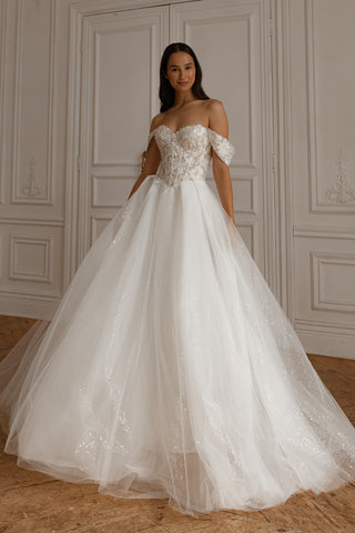 Floral Lace Wedding Dress Kristy with Detachable Cape