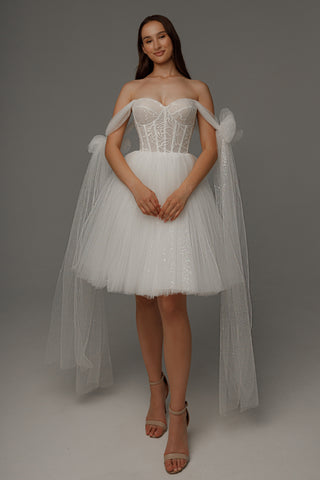 Short Wedding Dress Helena with Detachable Straps - Olivia Bottega