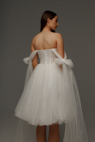 Short Wedding Dress Helena with Detachable Straps - Olivia Bottega