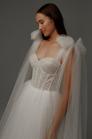 Short Wedding Dress Helena with Detachable Straps