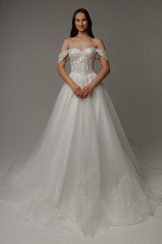 Floral Lace Wedding Dress Kristy with Detachable Cape