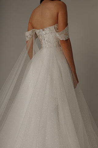 Floral Lace Wedding Dress Kristy with Detachable Cape