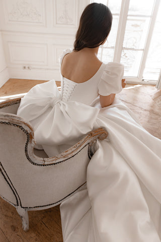 Mikado Wedding Gown Aurora with Long Train - Olivia Bottega