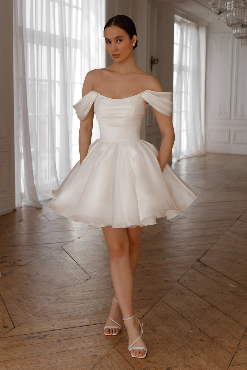 Short Wedding Dress Fiorelia with Detachable Straps – Olivia Bottega