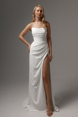 Sheath Wedding Dress Jelena with Leg Slit