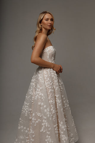 Floral Lace Wedding Dress Betty with Detachable Bolero