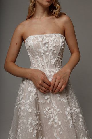 Floral Lace Wedding Dress Betty with Detachable Bolero