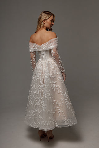 Floral Lace Wedding Dress Betty with Detachable Bolero