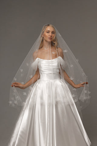 Two-Tier Wedding Veil with 3D Applique