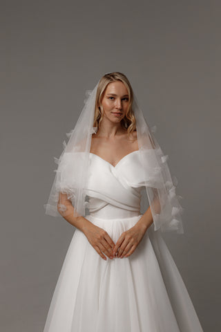 Two-Tier Wedding Veil with 3D Applique