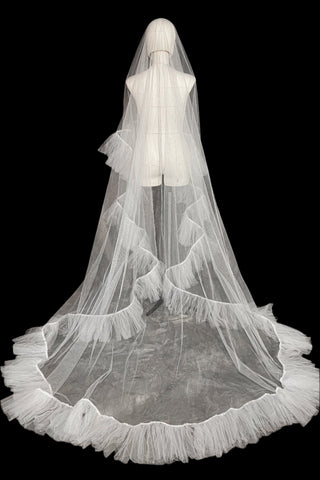 Two-Tier Wedding Veil with Ruffles - Olivia Bottega