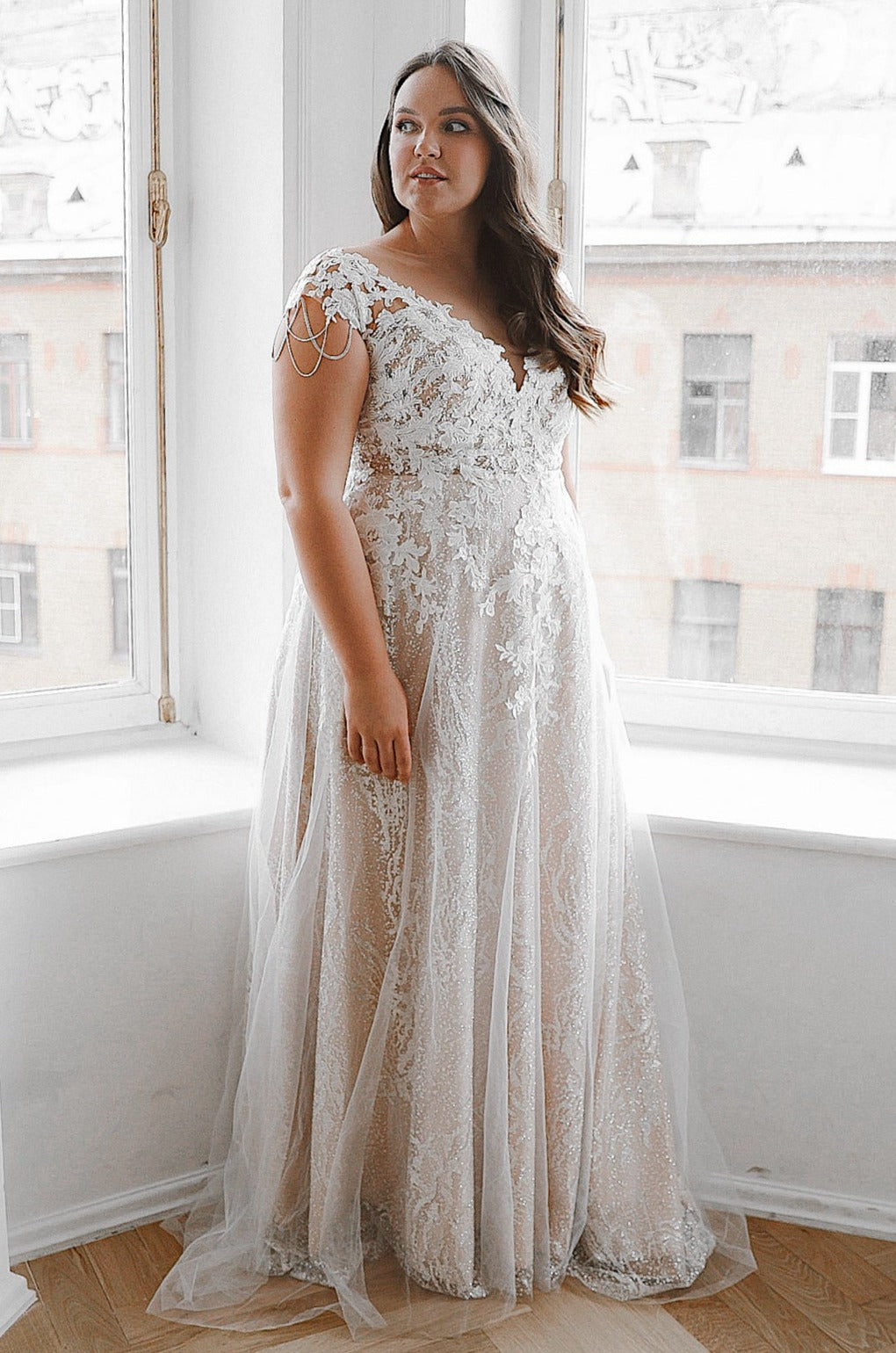 Blush Floral Lace Wedding Dress Enn – Olivia Bottega
