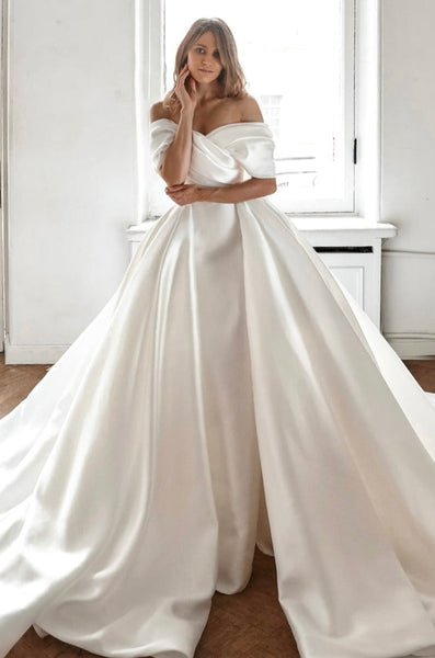 Mikado Wedding Dress Jacqueline With Detachable Train – Olivia Bottega