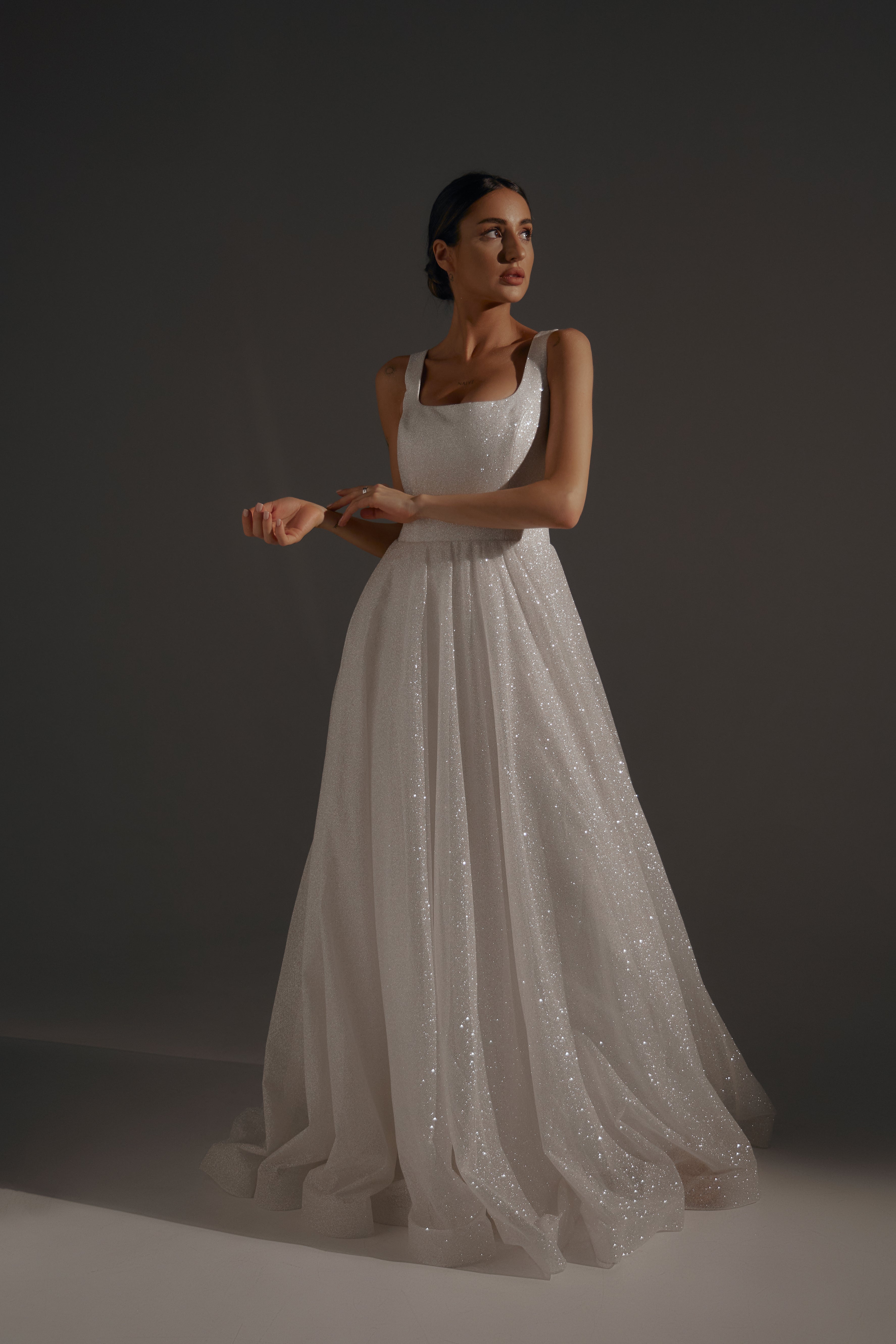 Sparkle Wedding Dress Inkery With Square Neckline – Olivia Bottega