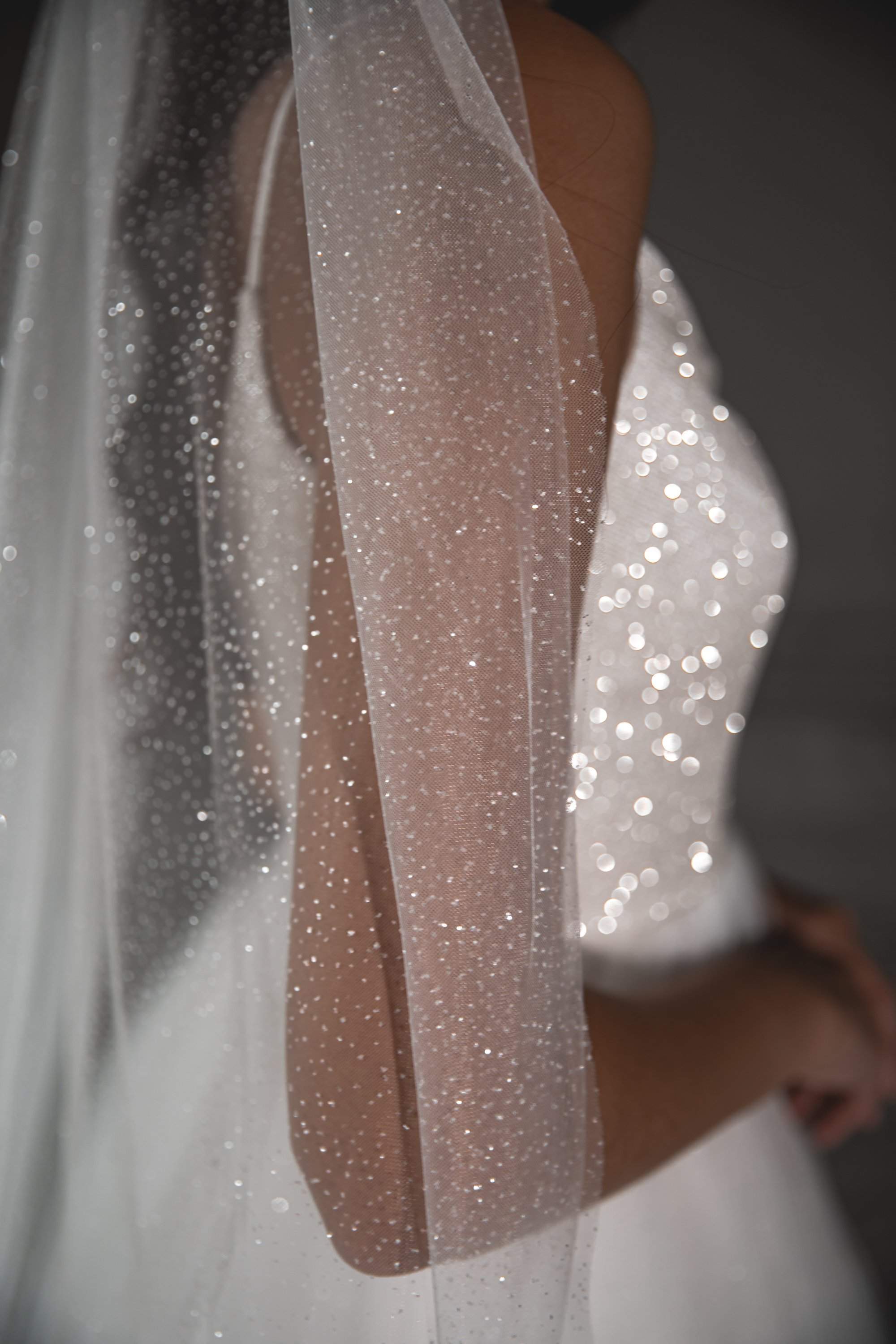 Glitter Veil, Sparkle Veil, Waltz Floor Veil, Glitter Wedding Veil