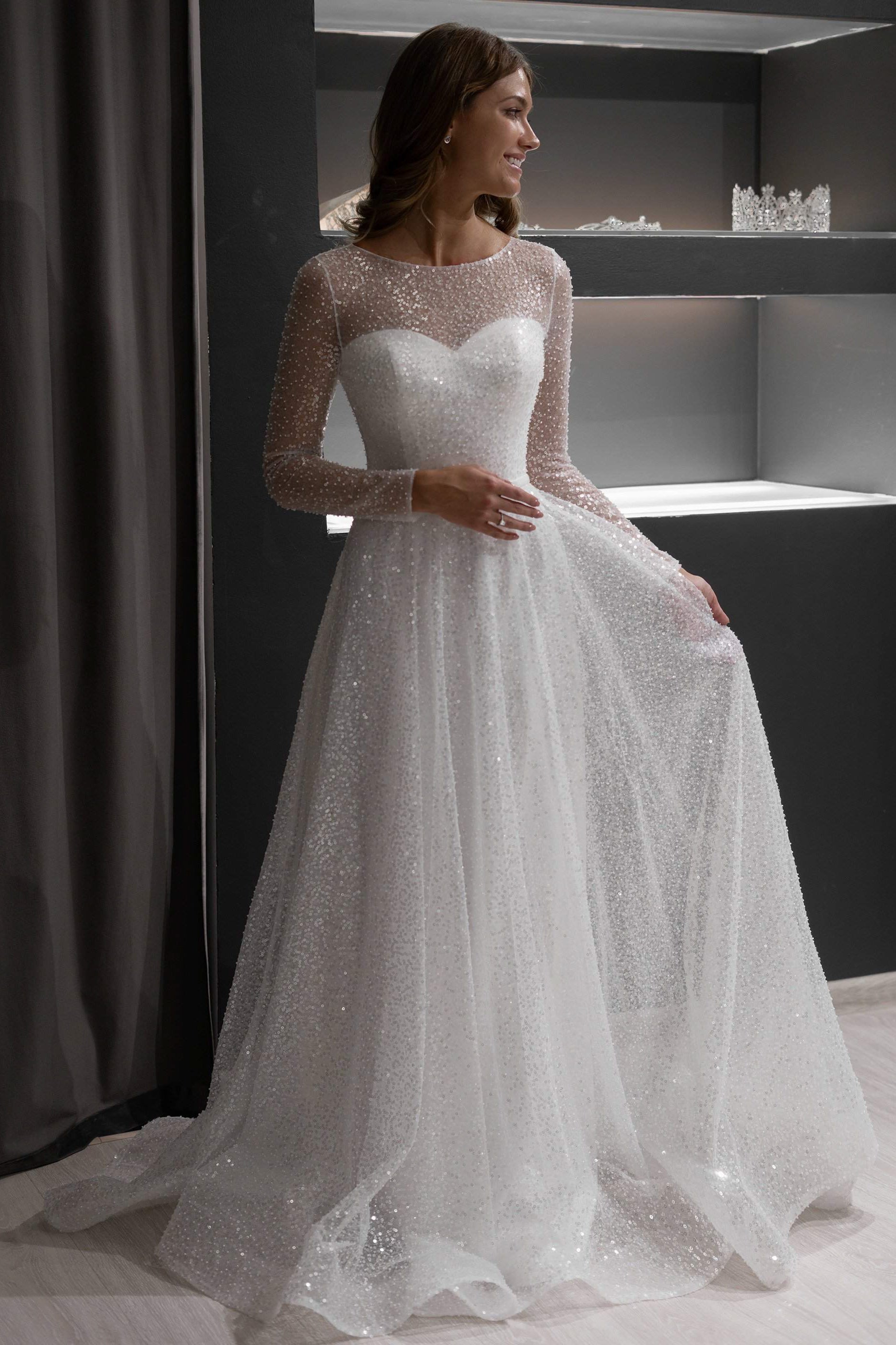 Modern O-Neck Lace Sleeveless Wedding Dresses Boho A-Line Tulle