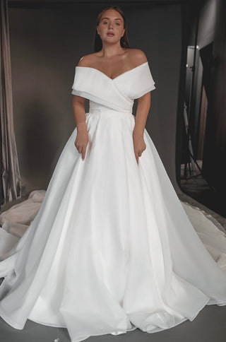 Off the Shoulder Sweetheart Flare Maternity Gown